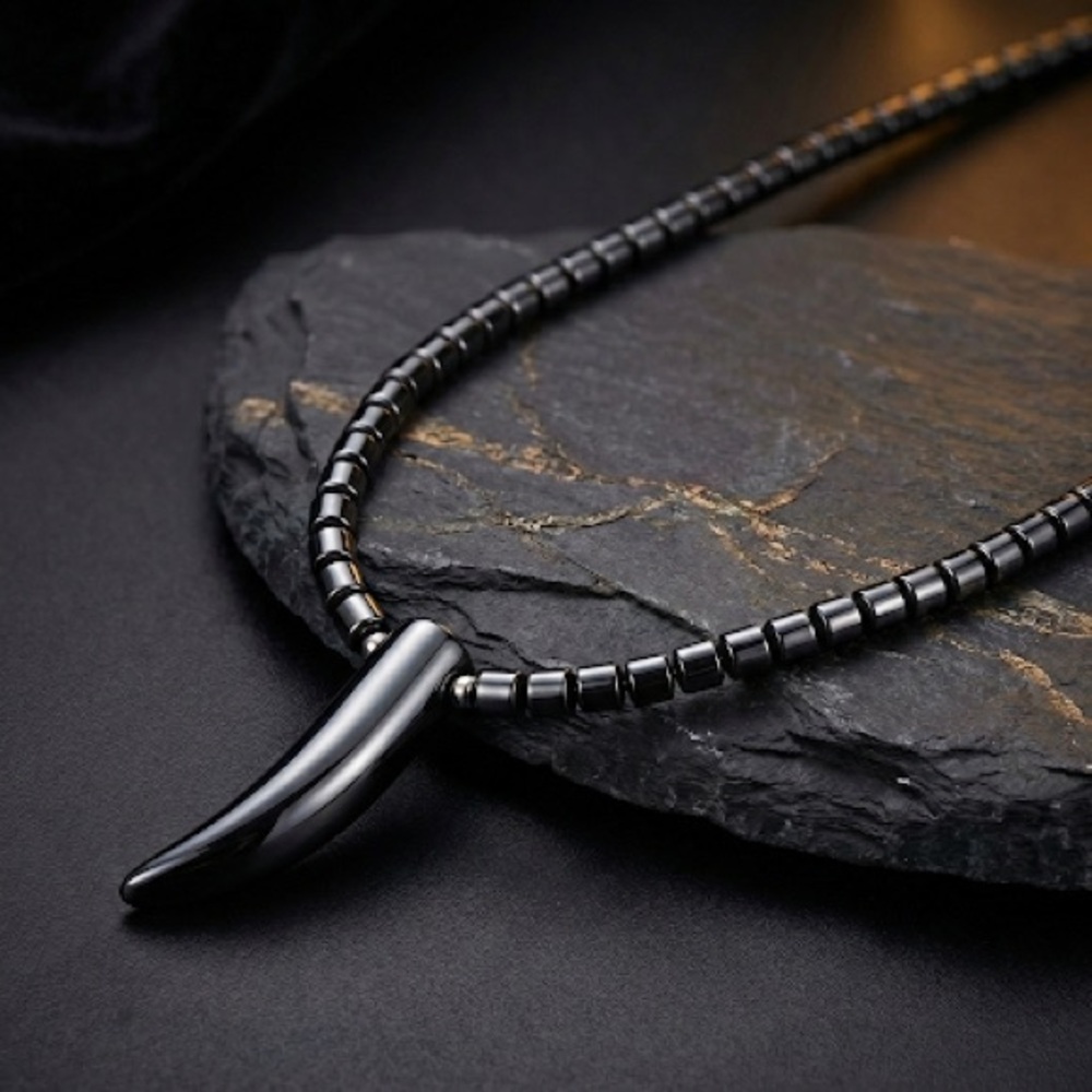 Men’s Polished Hematite Talon Pendant Necklace